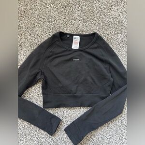 Gymshark Jet Black Long Sleeve Crop Top